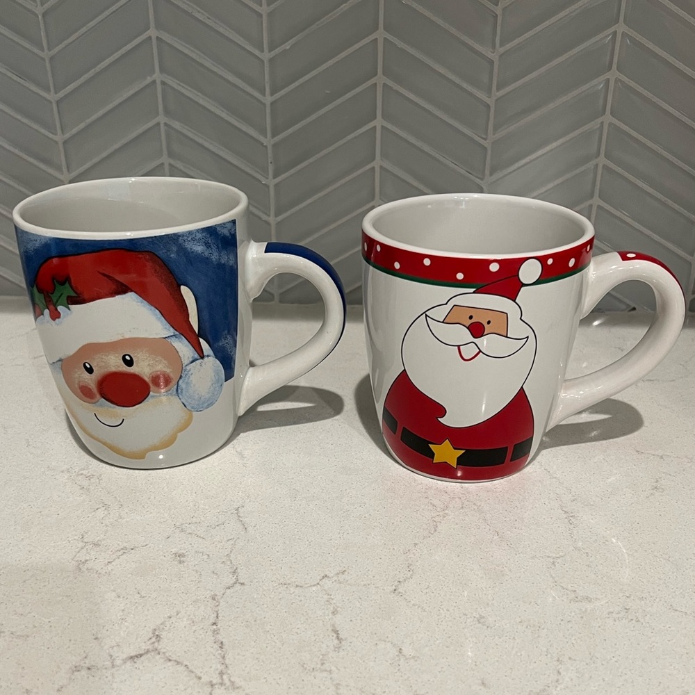 Santa Mugs - 2 large Santa mugs
